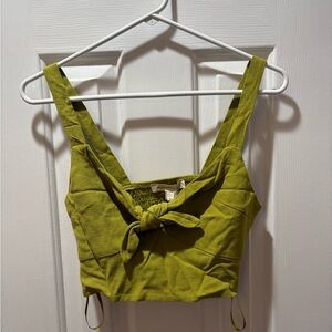 NWT Olive Green Tie-Front Crop Top
